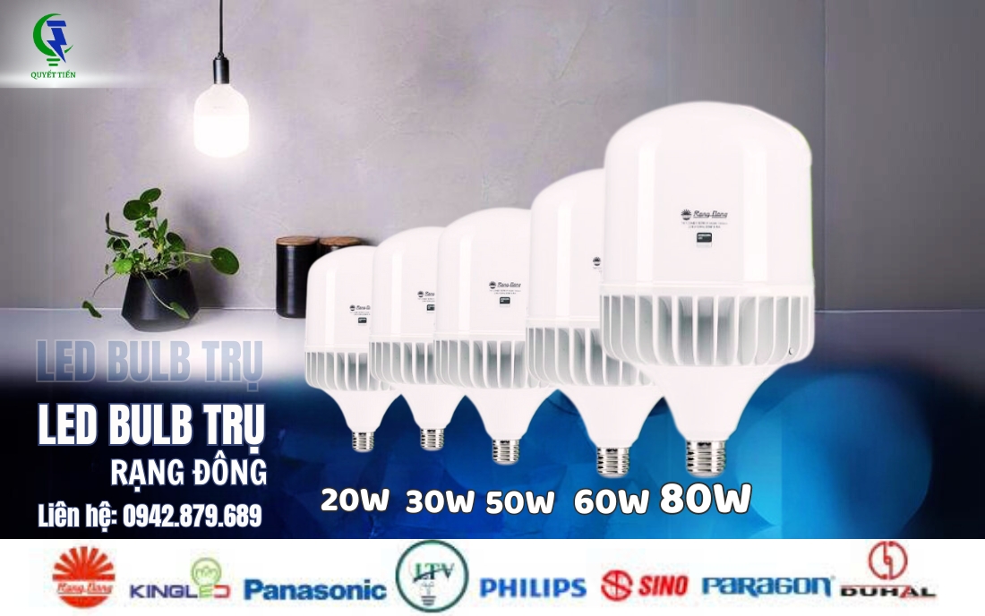 Mẫu bóng đèn Bulb trụ Rạng Đông